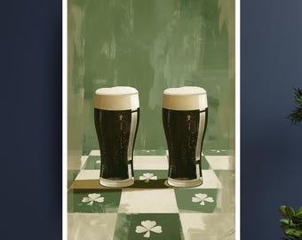 Dark Stout Beer Alcoholic Drinks Poster Print, Colourful Wall Art, Adult Painting, Bar Lounge Decor, Modern Abstract Alcohol Art Print