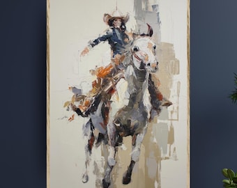 Cowgirl and Horse Western Wall Art Country Road Abstract Print Rustic Rodeo Decor Serene Equestrian Print Western Gift