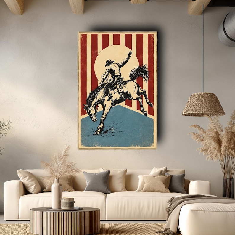 Vintage Rodeo Cowboy Poster Retro Style Western Wall Art Print - Etsy ...