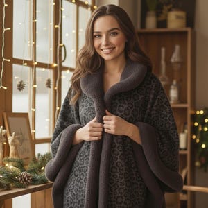 Poncho Châle Femme - ZGEER - Noir - Fourrure Synthétique Douce