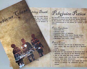 Folleto de pociones para fiestas con temática de magos / Clase de pociones con temática de Harry Potter (¡con recetas reales!) / DESCARGA DIGITAL / Uso personal