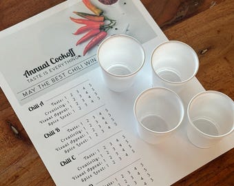 Tarjeta de puntuación y tarjetas de ubicación para el concurso de chili imprimible