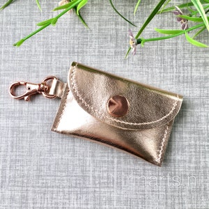 Rose Gold Metallic Leather Coin Purse Etsy