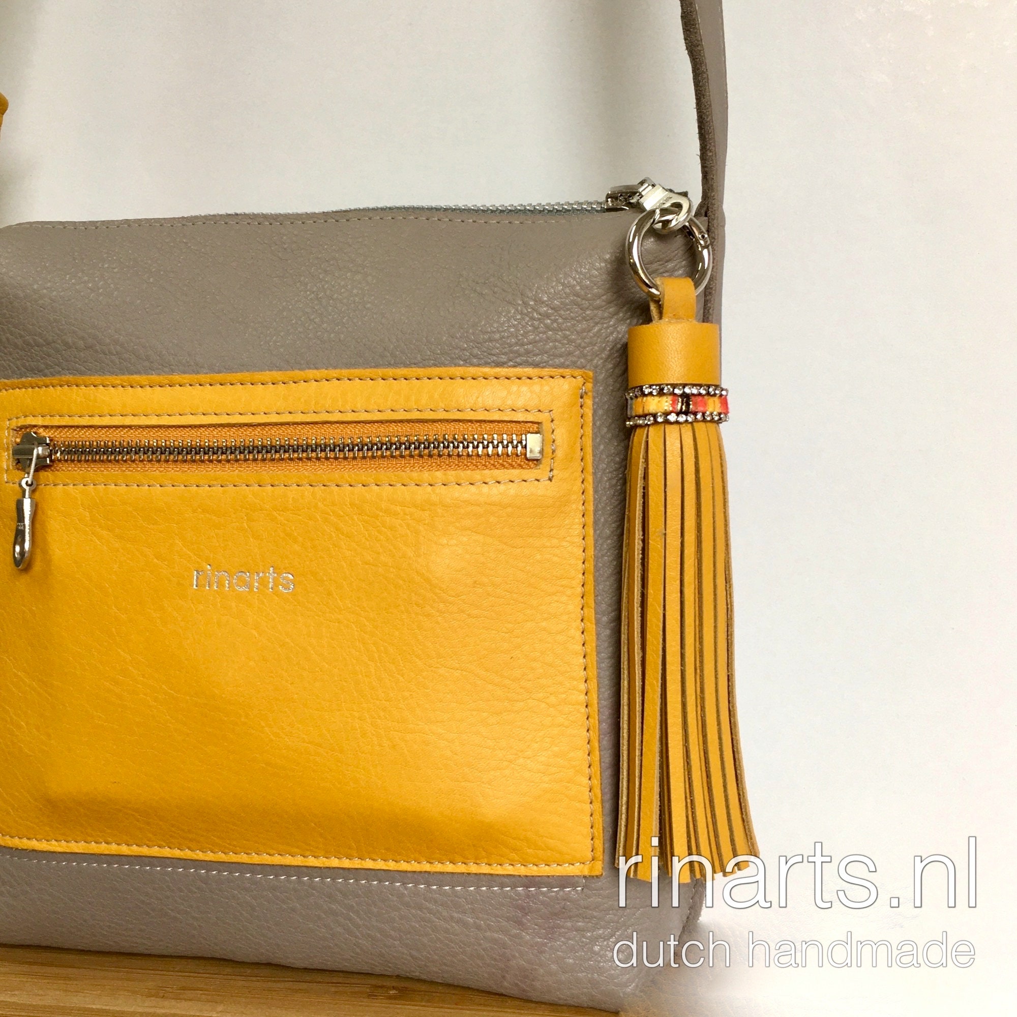 Yellow Faux vegan Leather Tassel Handbag/purse Charm 