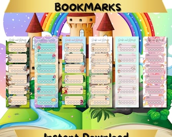 Kids Fairy Tale Bookmarks, Reading log, book rater, printable, pdf download