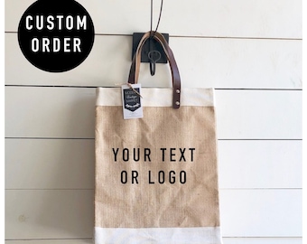 Custom Jute Bag|Logo Bag| Beach Bag|Market Tote|Gift for Her|Market Bag| Jute Tote bag | Shopping Bag| Burlap Bag|Farmhouse Bag|Grocery Bag