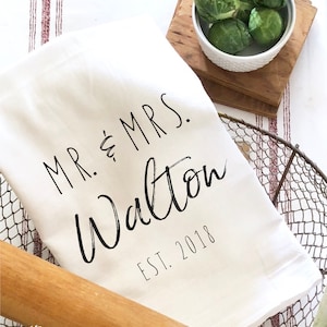 Custom Tea Towel - Persoanlized tea Towel Monogrammed Tea Towel- Mr. and Mrs Towel
