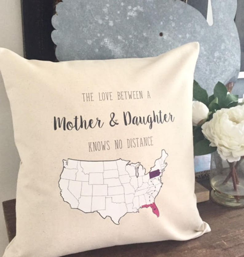 Pillow Cover-Decorative Pillows-Pillow-State to State-Pillow-Quote Pillow-Custom Pillow-Mother Pillow-Daughter Pillow-Distance-State Pillow image 1