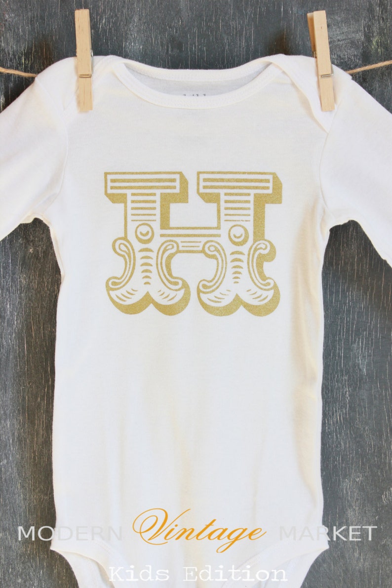 One piece bodysuit,Gold Baby Onesie Monogrammed Personalized Clothes Custom Outfit Onesie Circus Baby