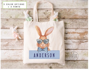 Personalized Easter Basket Tote Bag |Easter Gift Ideas|Easter Bunny Bags |Easter Tote Bag |Girls Easter Bag |Boys Easter Bag|Bunny Tote|BLUE