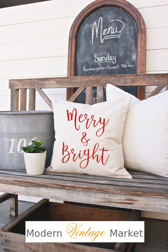 Merry & Bright Holiday Pillow Cover
