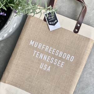 City Custom Jute Tote Bag |Personalized Gift |Custom Market Bag |Apolis Style Bag