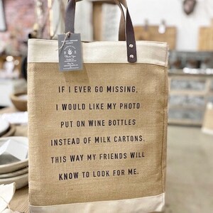 Wine Jute Tote Bag|Wine Bag|Market Bag|Gift for Her|Market Tote Bag|Tote bag|Shopping Bag|Burlap Bag|Gift for Friend|Grocery Bag|Go Missing