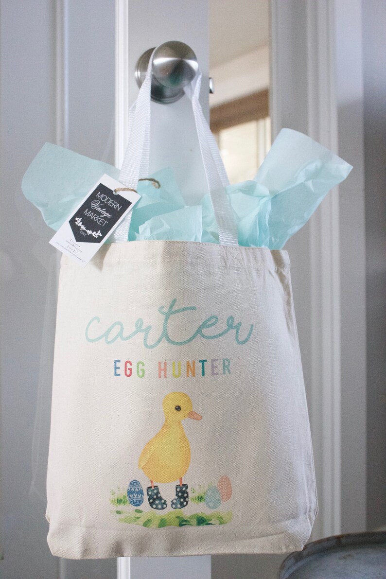 Personalized Easter Basket Tote Bag Easter Decorations Etsy
