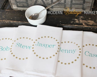 Custom set of 8 Dinner Napkins Monogrammed napkins Personalized cloth napkins by Modern Vintage Market