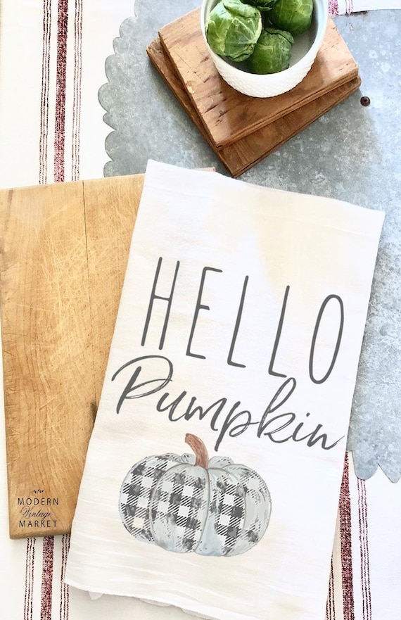 Kitchen Towelfall Towelhello Pumpkinfall Decorflour Sack Etsy