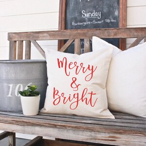 Merry & Bright Holiday Pillow Cover image 2