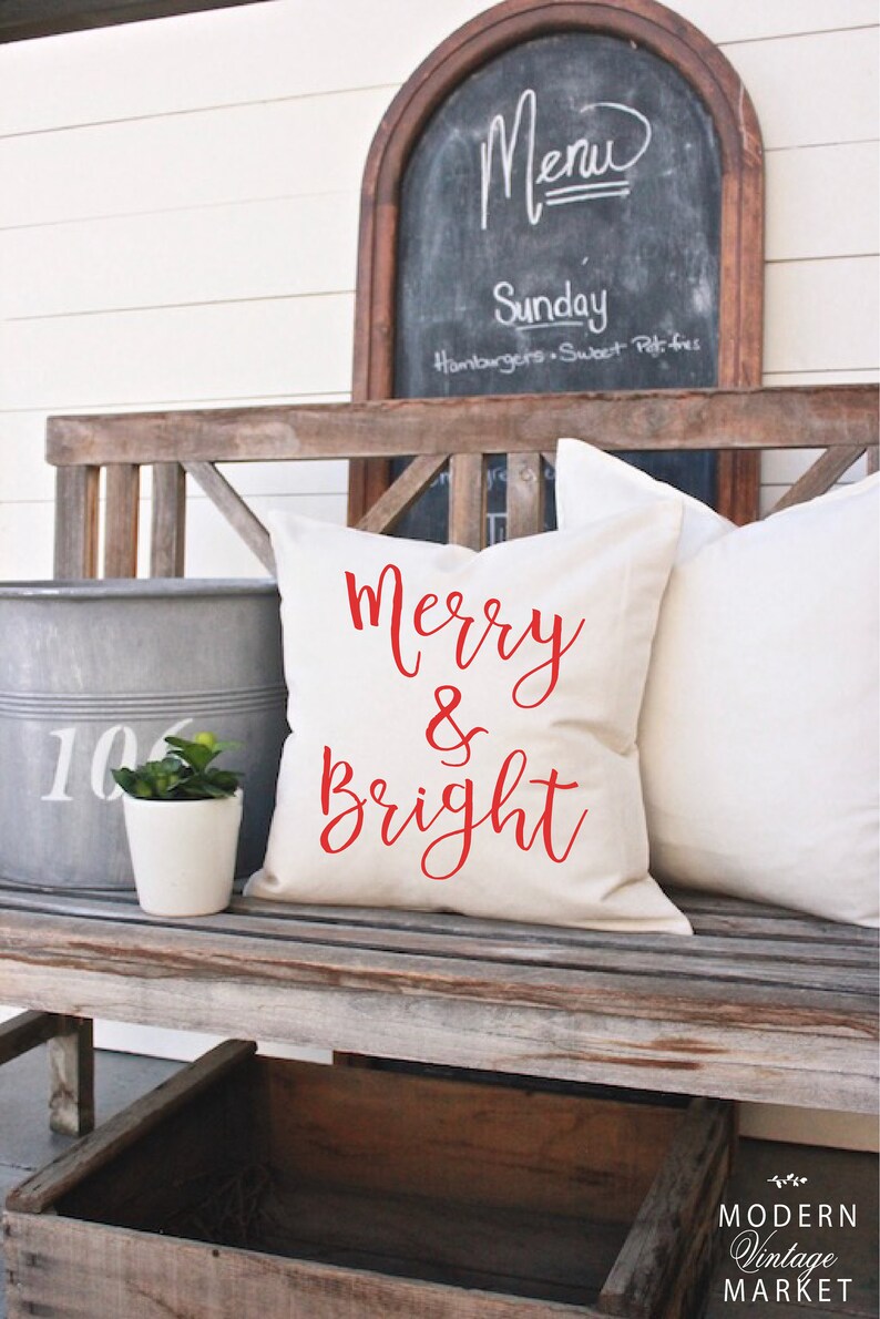 Merry & Bright Holiday Pillow Cover image 2