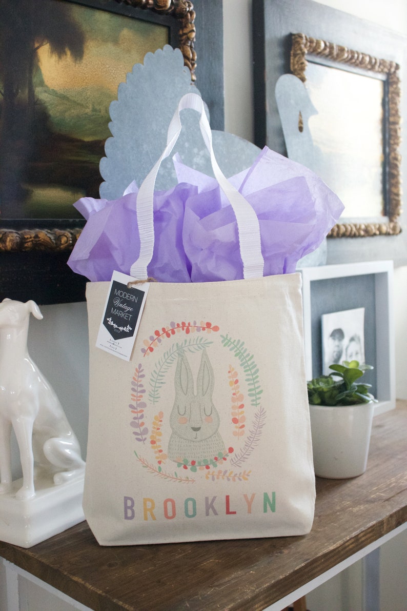 Personalized Easter Basket Tote Bag Easter Decorations Etsy