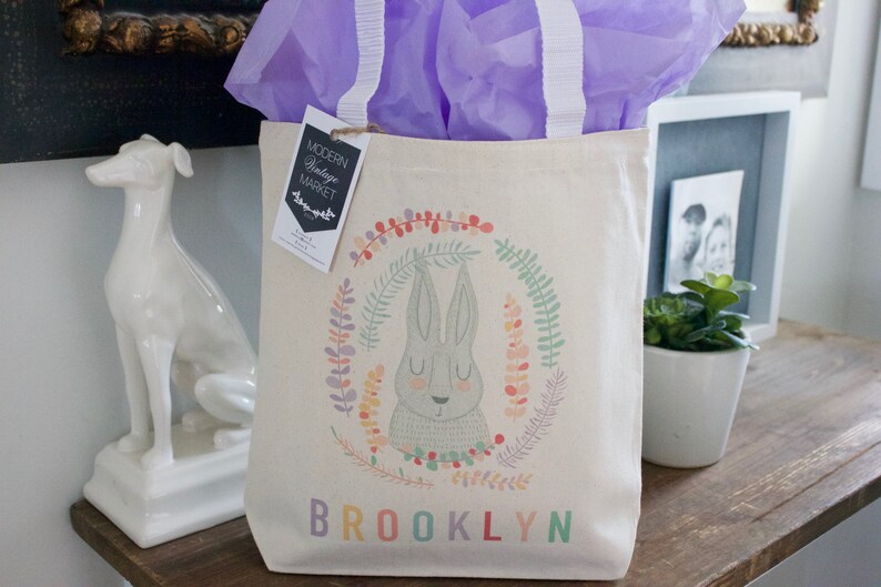 Personalized Easter Basket Tote Bag Easter Decorations Etsy
