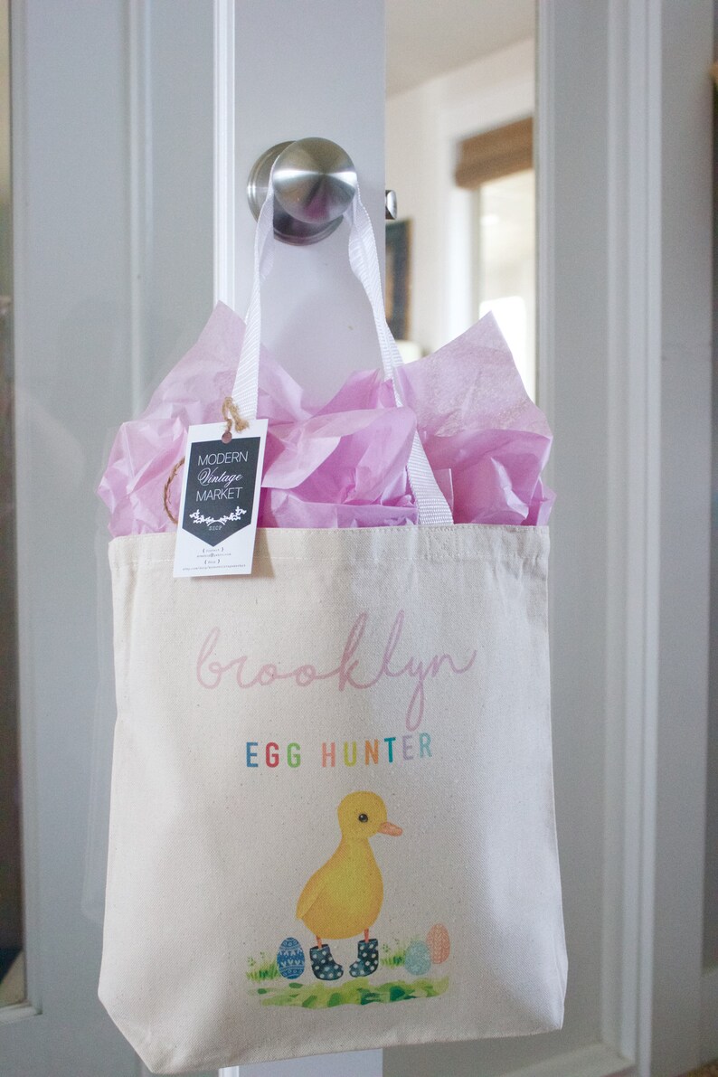 Personalized Easter Basket Tote Bag Easter Decorations Etsy