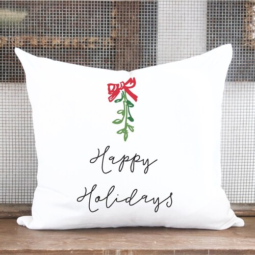 Christmas Pillow Cover Holiday Pillow Cover Happy Holidays Etsy