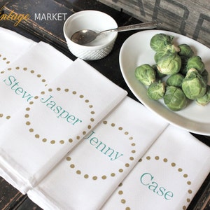 Custom set of 6 Dinner Napkins Monogrammed napkins Personalized cloth napkins by Modern Vintage Market image 2