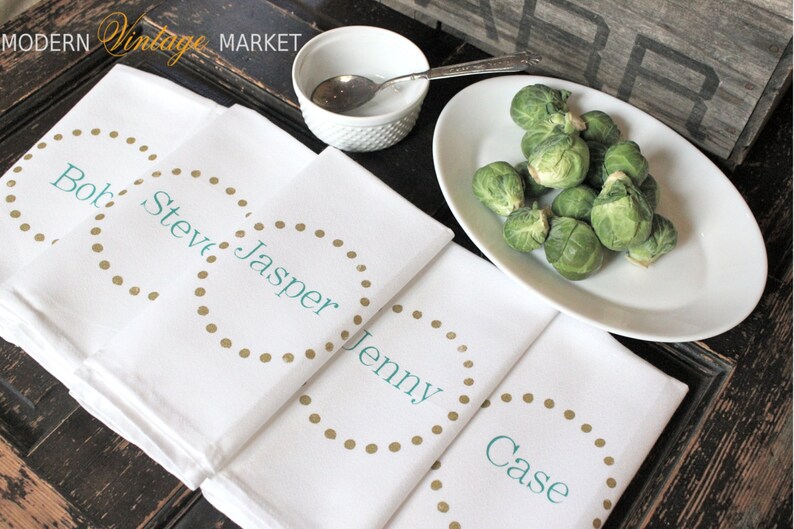 Custom set of 6 Dinner Napkins Monogrammed napkins Personalized cloth napkins by Modern Vintage Market image 2