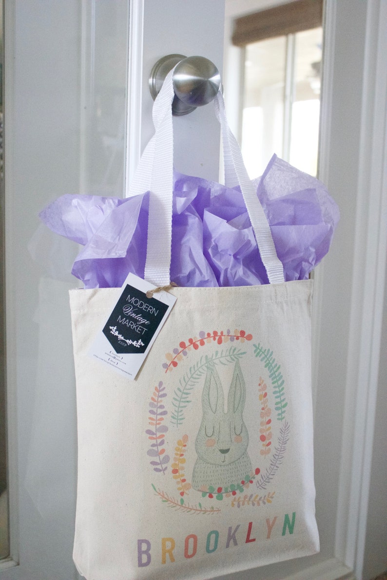 Personalized Easter Basket Tote Bag Easter Decorations Etsy