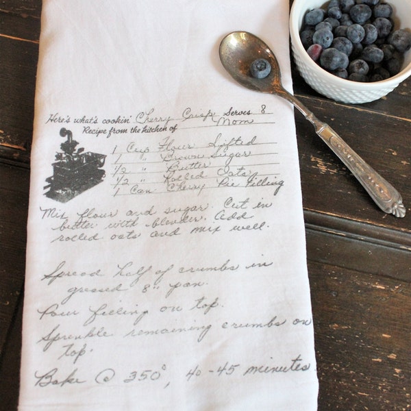 Paño de cocina con recetas familiares personalizado: regalo personalizado escrito a mano
