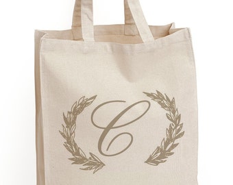 Tote Bags &quot;Regal Wreath&quot; ,Gift bags,Monogrammed Bag,Bridesmaid bags,Custom Tote Bag,in 60 colors to chose from by Modern Vintage Market