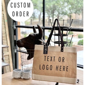Bolsa de yute personalizada / Bolsa de mercado personalizada / Bolsa de mercado con logotipo / Bolsa estilo Apolis / Regalo personalizado
