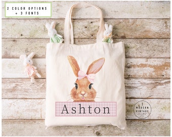 Personalized Easter Basket Tote Bag | Easter Gift Ideas| Easter Bunny Bags | Easter Tote Bag |Girls Easter Bag|Easter Bag|Bunny Tote|PINK