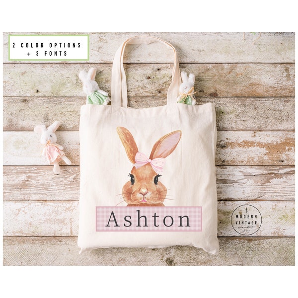 Personalized Easter Basket Tote Bag | Easter Gift Ideas| Easter Bunny Bags | Easter Tote Bag |Girls Easter Bag|Easter Bag|Bunny Tote|PINK