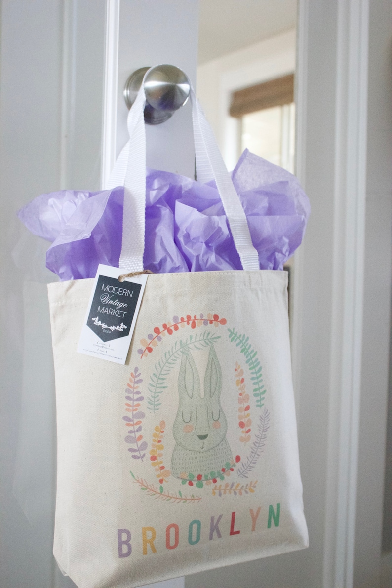 Personalized Easter Basket Tote Bag Easter Decorations Etsy