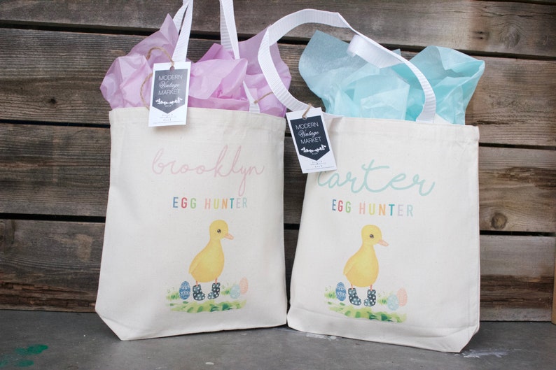 Personalized Easter Basket Tote Bag Easter Decorations Etsy