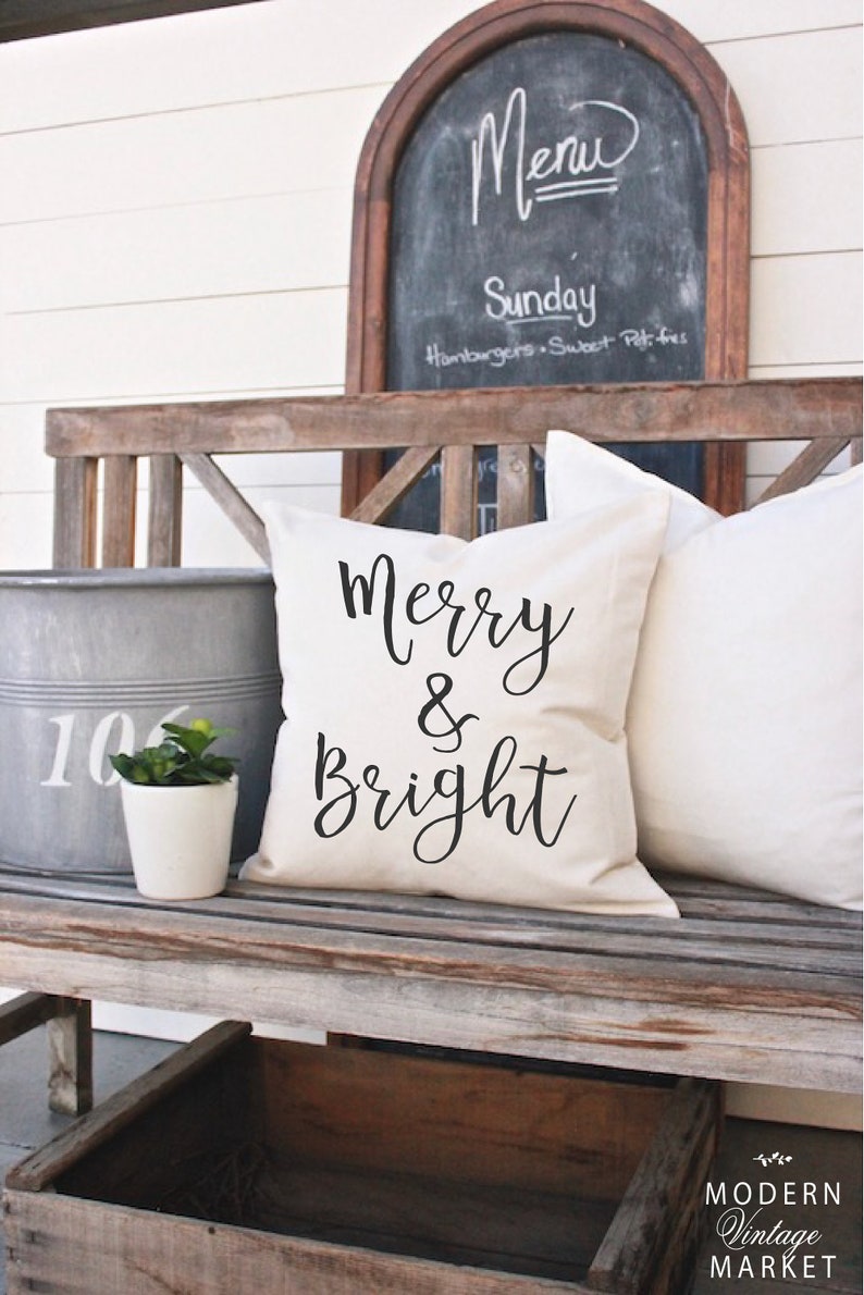 Merry & Bright Holiday Pillow Cover image 5