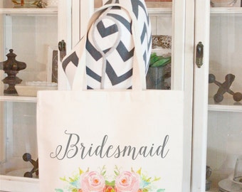 Bridesmaid Tote Bag,Gift bags,Monogrammed tote bags, Chevron bags,Bridesmaid bags,60 colors to chose from by Modern Vintage Market