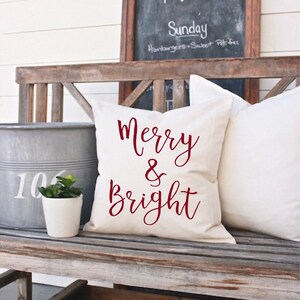 Merry & Bright Holiday Pillow Cover image 3