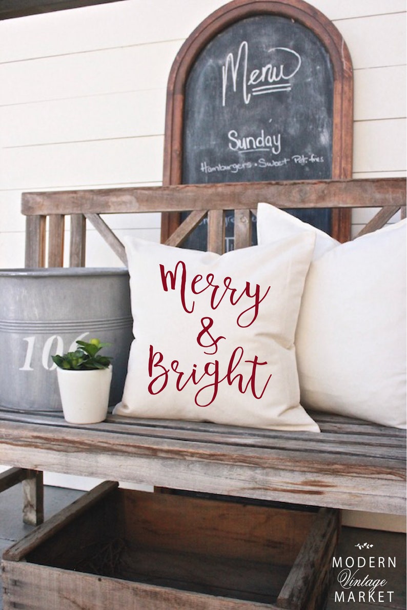 Merry & Bright Holiday Pillow Cover image 3