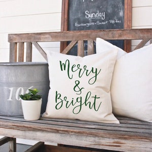 Merry & Bright Holiday Pillow Cover image 4