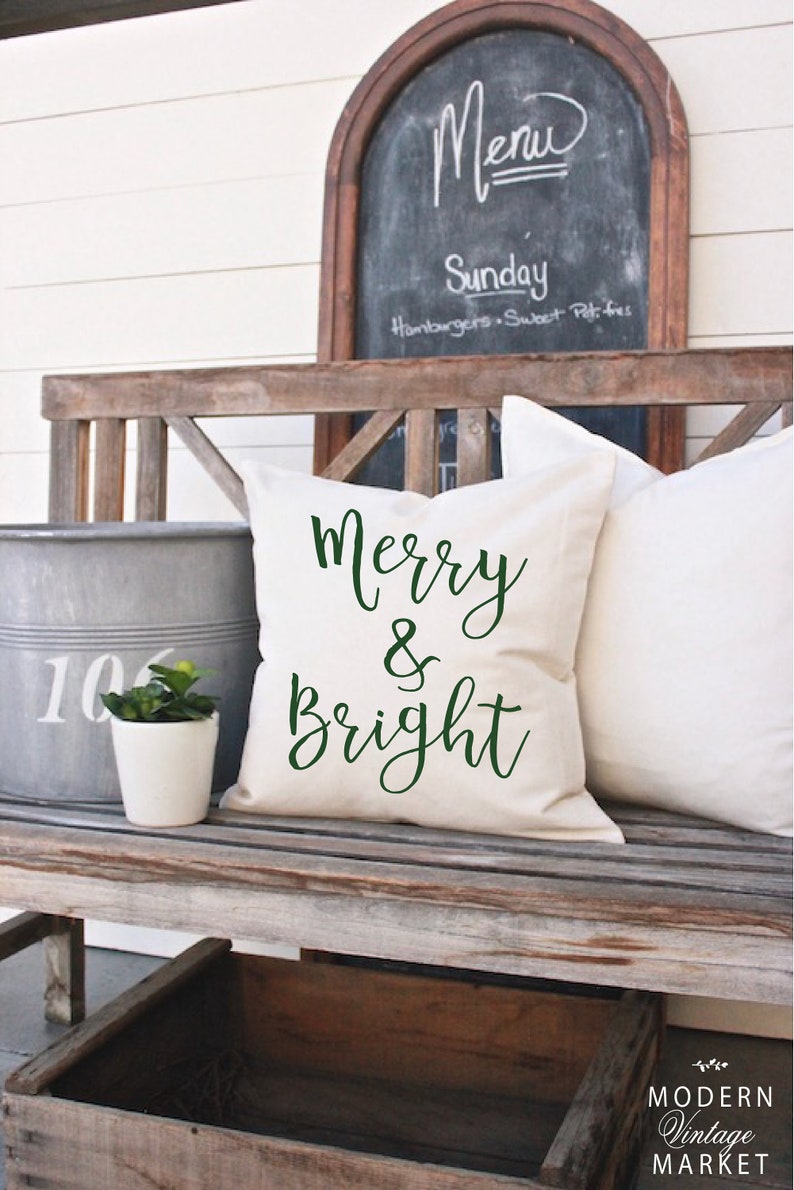 Merry & Bright Holiday Pillow Cover image 4