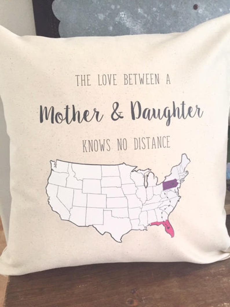 Pillow Cover-Decorative Pillows-Pillow-State to State-Pillow-Quote Pillow-Custom Pillow-Mother Pillow-Daughter Pillow-Distance-State Pillow image 2