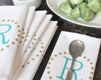 Dîner personnalisé Napkin Monogrammed serviettes en tissu personnalisé par Modern Vintage Market