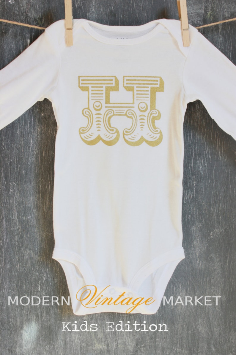 One piece bodysuit,Gold Baby Onesie Monogrammed Personalized Clothes Custom Outfit Onesie Circus Baby