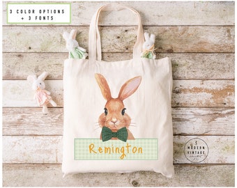 Personalized Easter Basket Tote Bag|Easter Gift Ideas|Easter Bunny Bags|Easter Tote Bag|Girls Easter Bag|Boys Easter Bag|Bunny Tote|GREEN