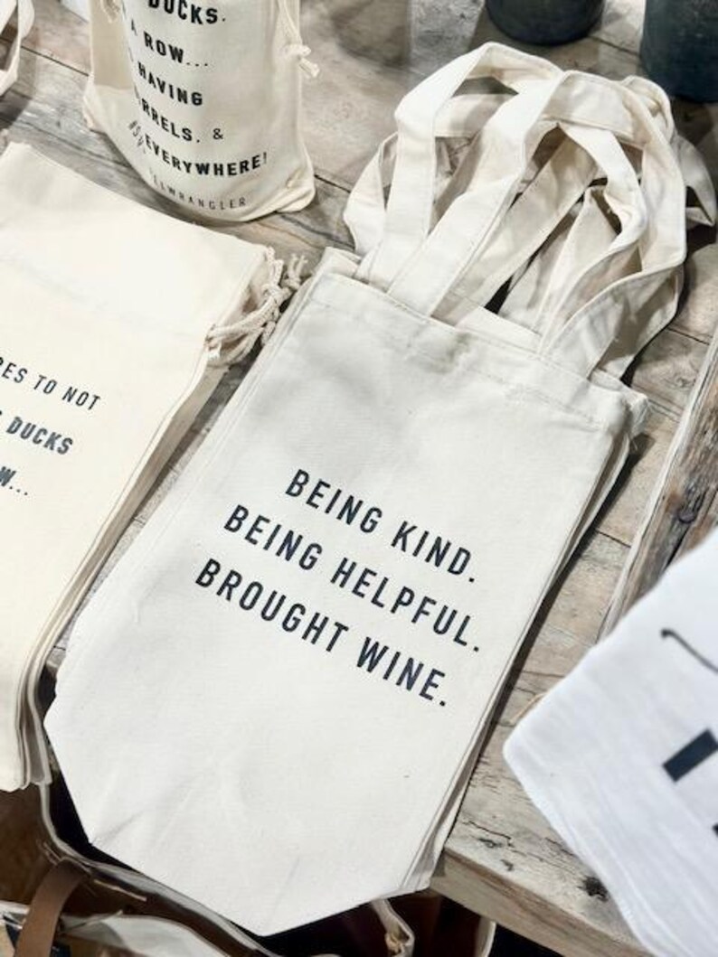Beign Helpful Being Kind, Being Helpful, Brought Wine Cotton Wine Tote Bag - Etsy