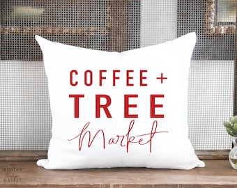 Coffee and Tree Market Pillow Cover