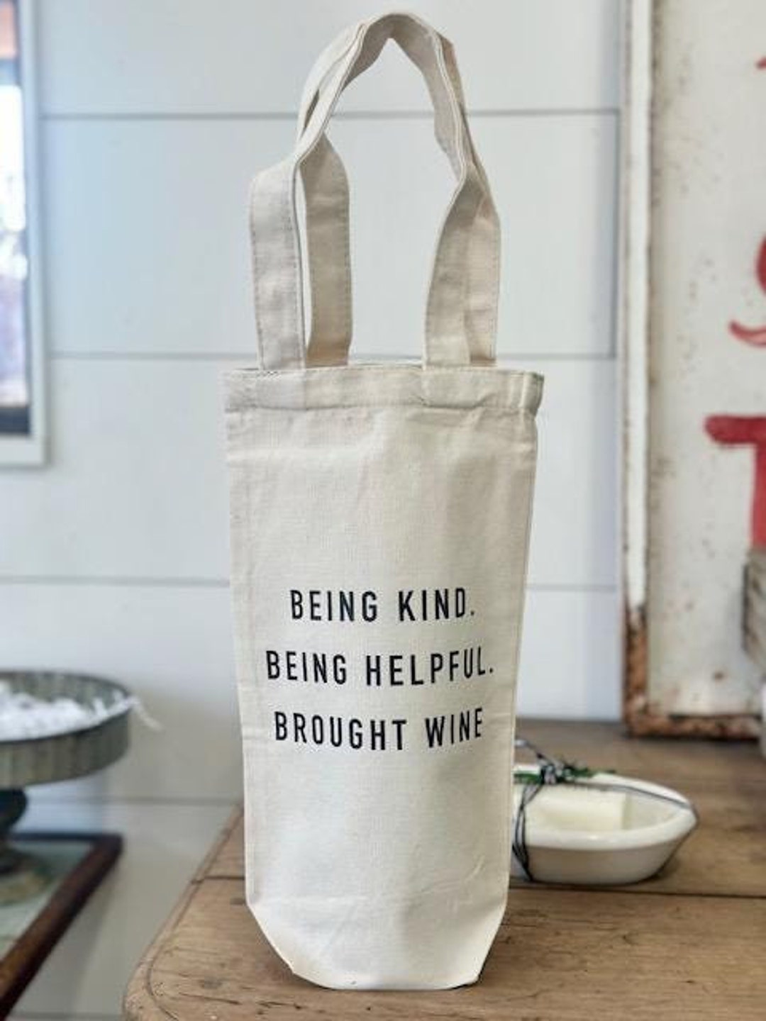 Beign Helpful Being Kind, Being Helpful, Brought Wine Cotton Wine Tote Bag - Etsy