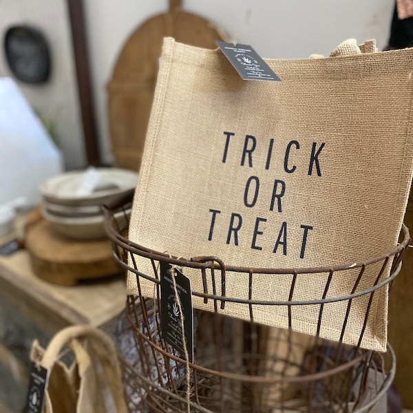 Halloween Tote Bag|Trick or Treat Bag|Jack O Lantern Bag |Childs Bag|Halloween Bag|Harvest Bag|Jute Tote|Sale|Jute Tote Bag